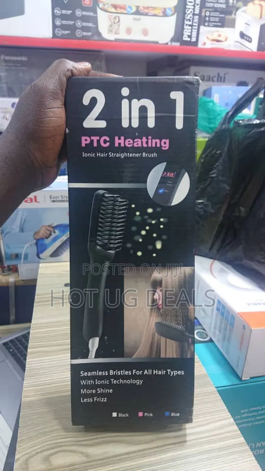 2-in-1 Ptc Heating Ionic Hair Straightener Brush.