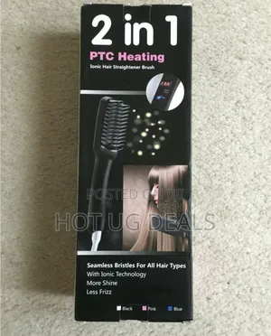 2-in-1 Ptc Heating Ionic Hair Straightener Brush.