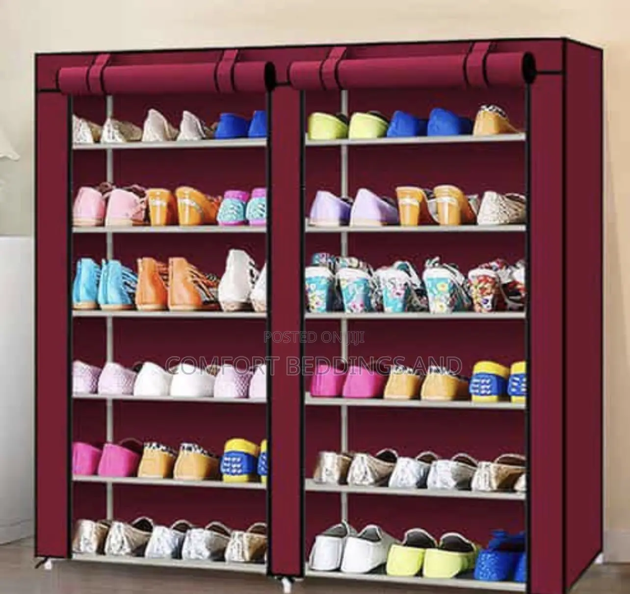 Metallic Shoe Rack Maroon