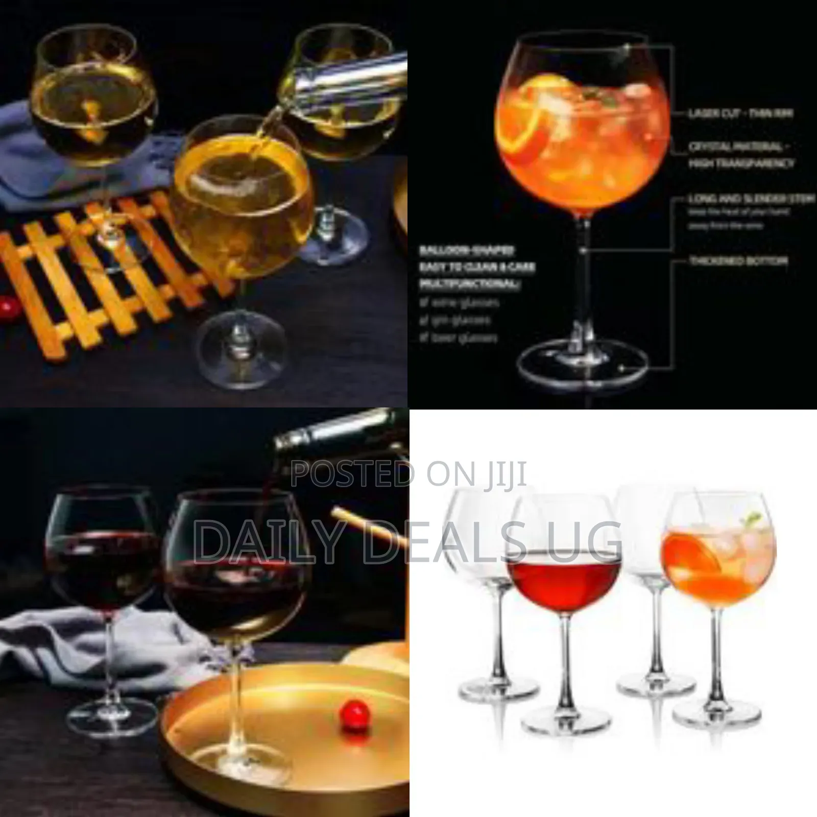 Set of 6 Elegant Balloon Wine Glasses - Transparent