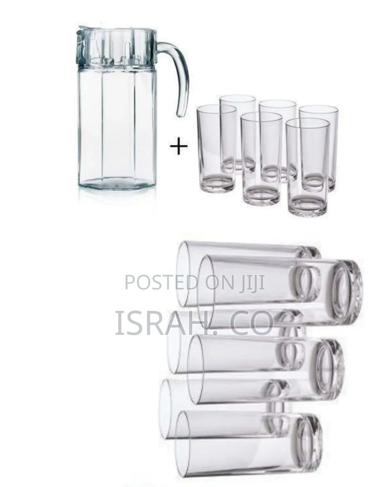 6 Drinking Glasses Plus 1 Glass Jug