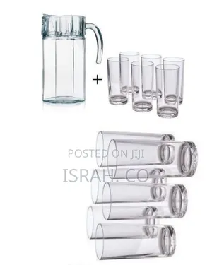 6 Drinking Glasses Plus 1 Glass Jug