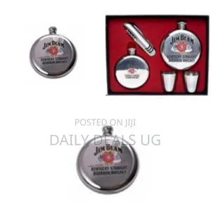 Jim Beam Stainless Steel Hip Flask Gift Set