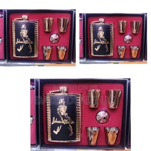 Premium Hip Flask Gift Set With Shot Glasses and Funnel - Multicolor