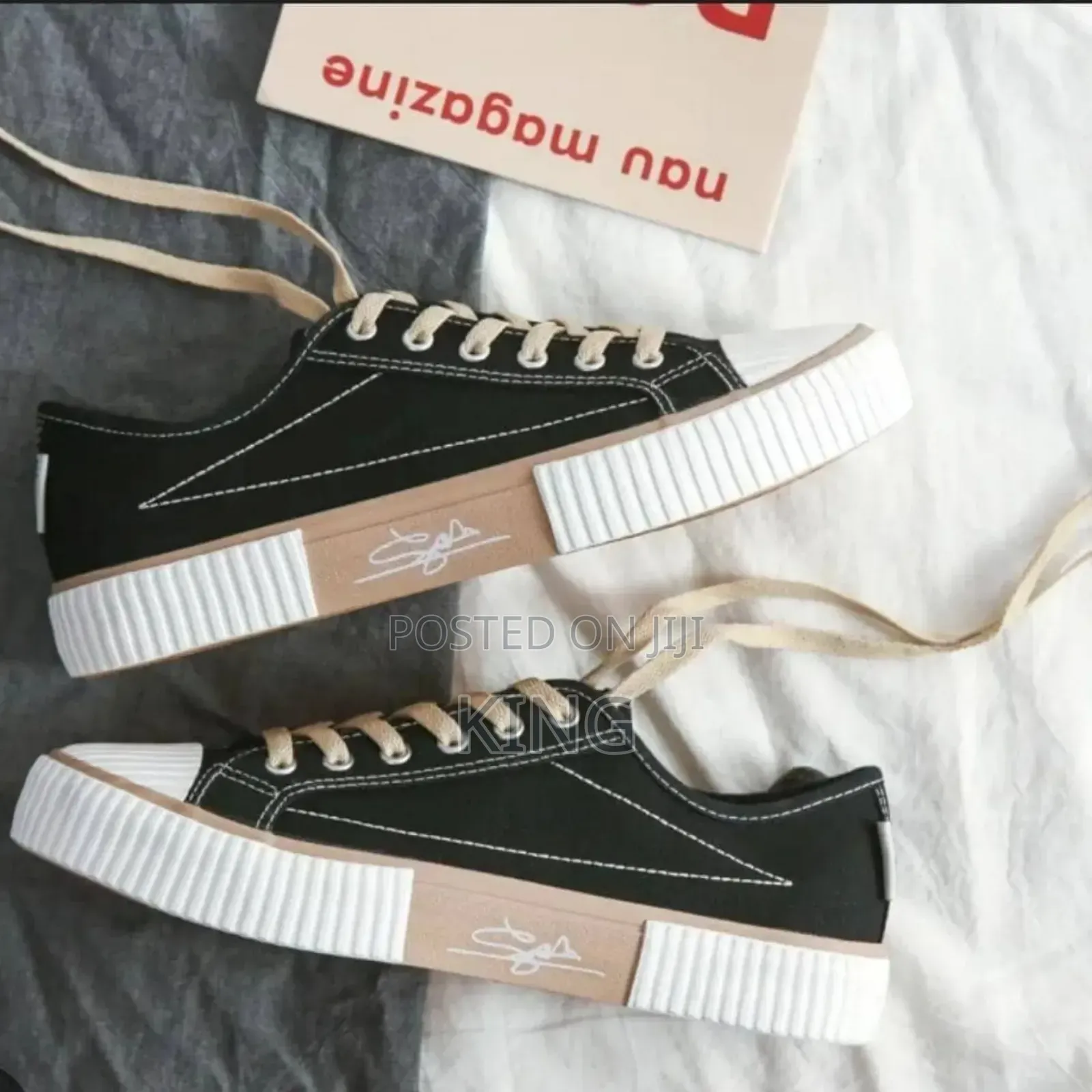 Black Canvas Low-Top Sneakers