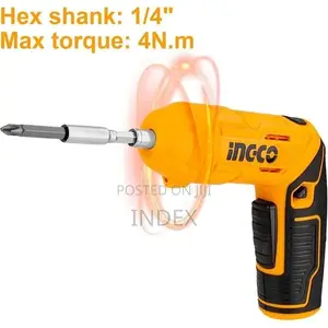 Ingco 4v Electric Cordless, Rechargeable Power Screws Driver Set,