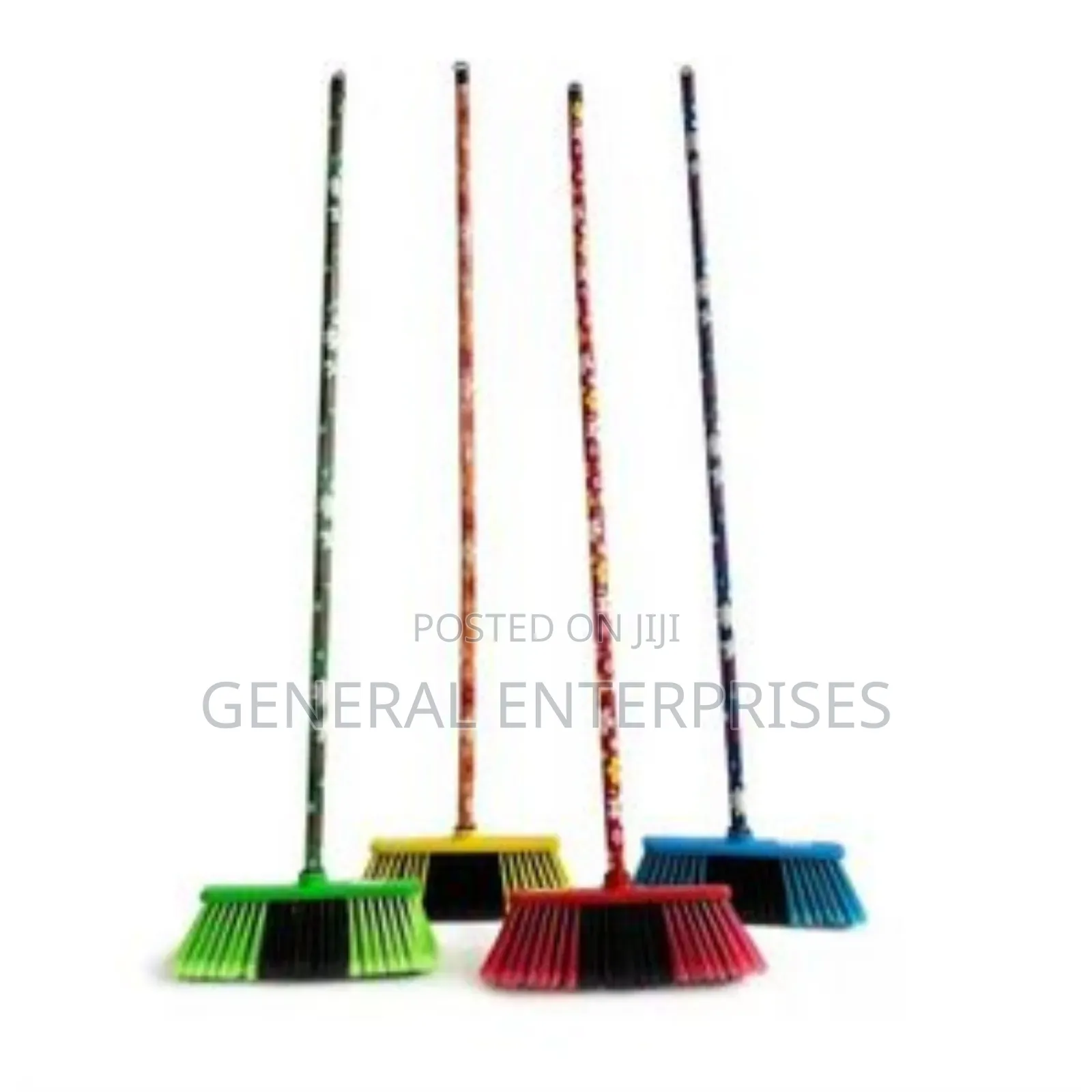 Multi-Color Plastic Long-Handle Brooms. Soft Broom