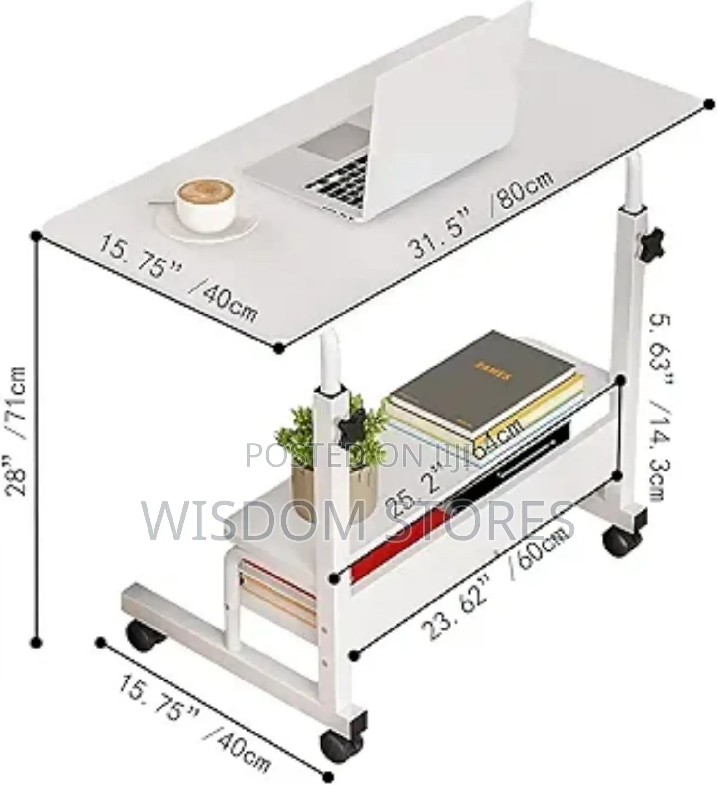 Adjustable Height Mobile Computer Desk