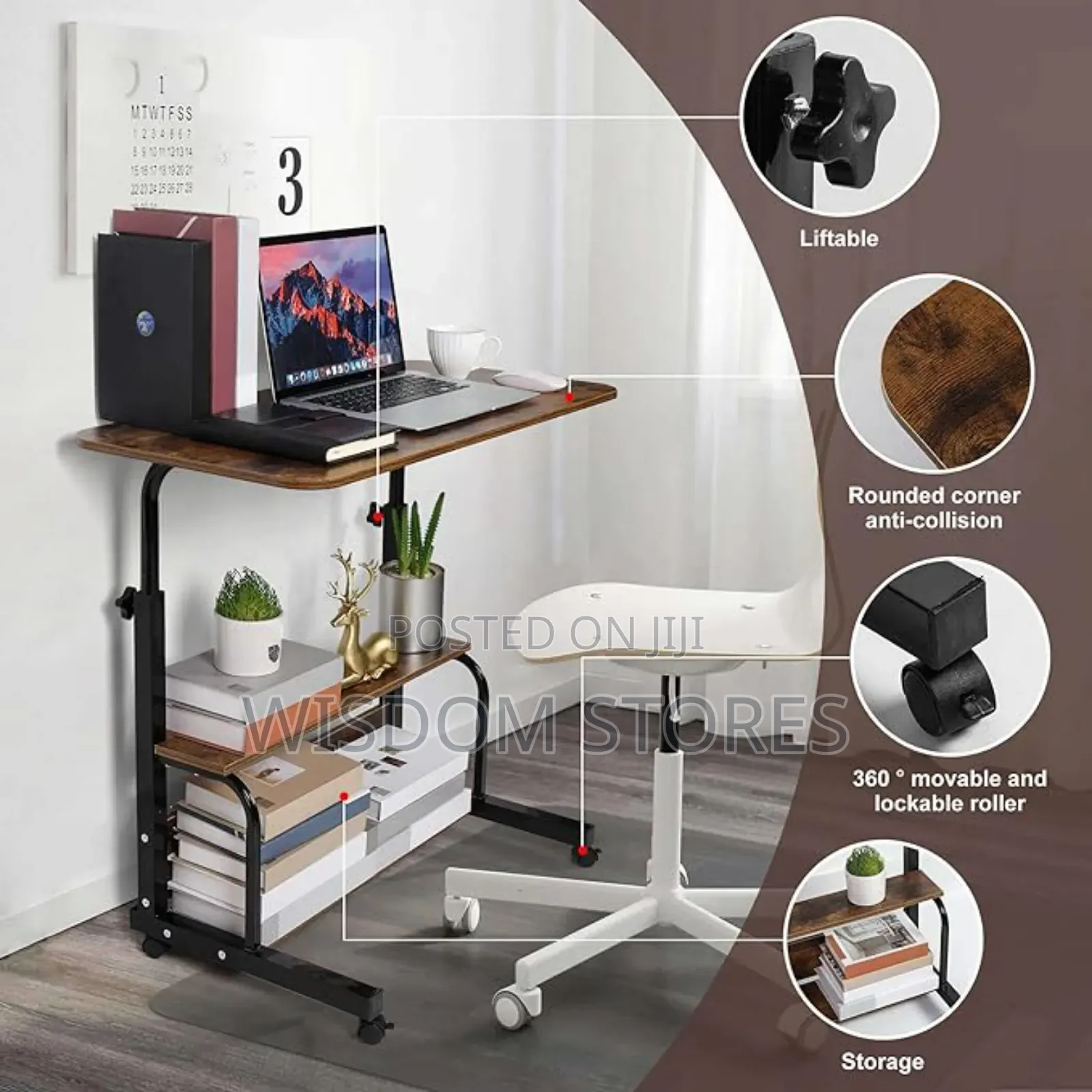Adjustable Height Computer Desk for Small Space