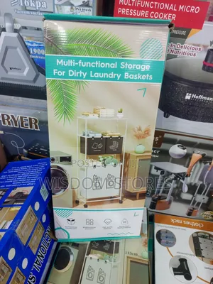Multi-Functional Storage Unit for Dirty Laundry Baskets.