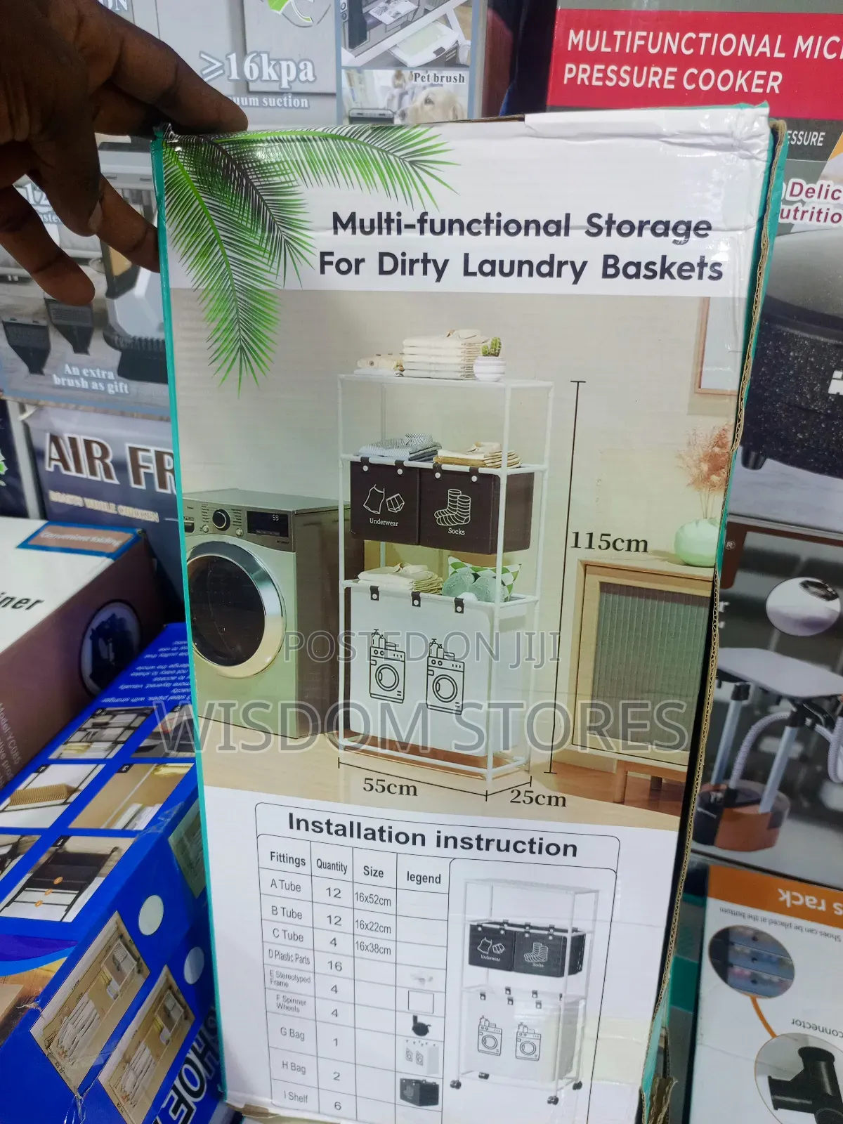 Multi-Functional Storage Unit for Dirty Laundry Baskets.