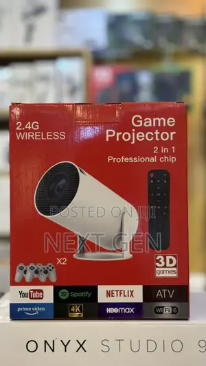 Game Projector With 2 Pads, 2in1 Game Stick, Android Tv Projector