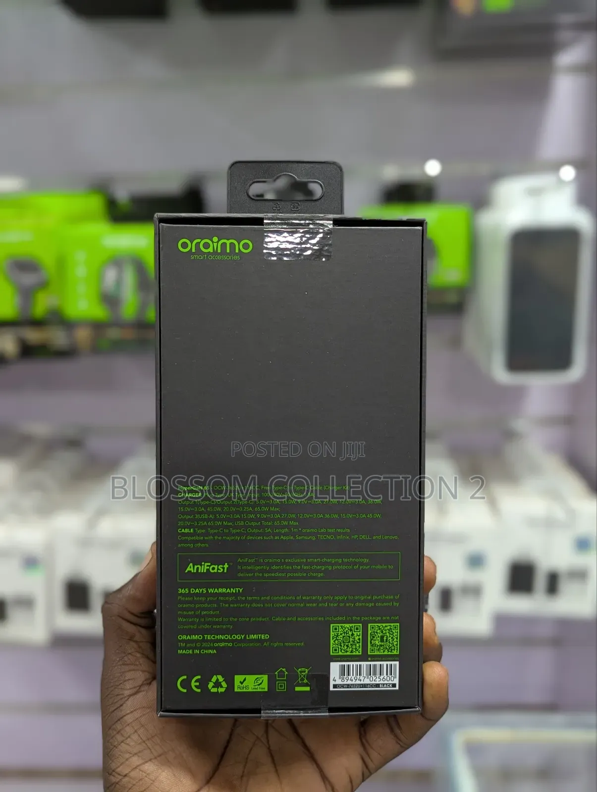 Oraimo Hypergan 65w Gan Wall Charger Kit With Cc Cable