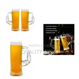 Large Glass Muscle Beer Mug