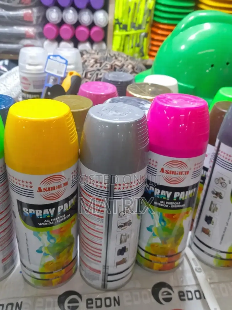 Asmaco Spray Paint Yellow, White,Black,Silver Grey