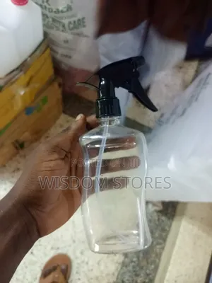 Clear Plastic Spray Bottle With A Black Trigger Sprayer.