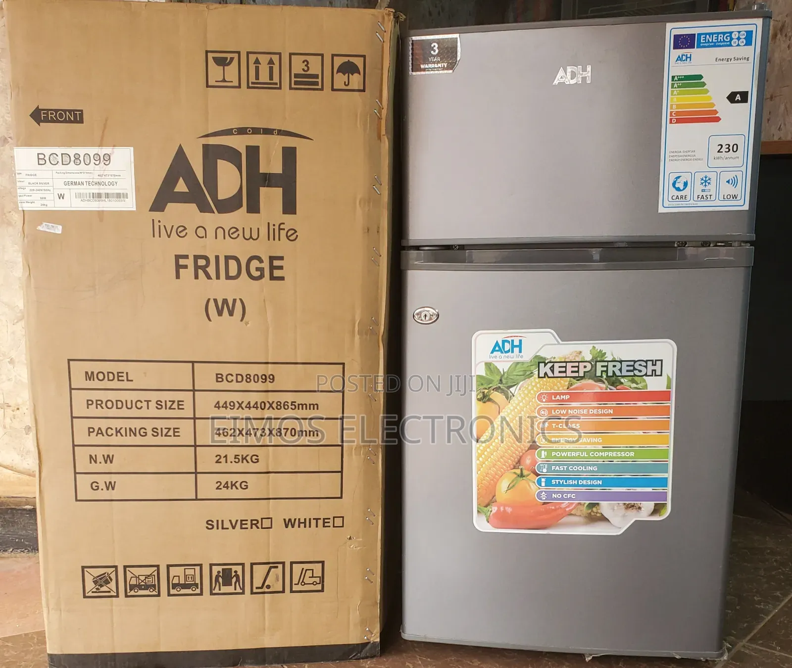 120litres Adh Double Door Fridge