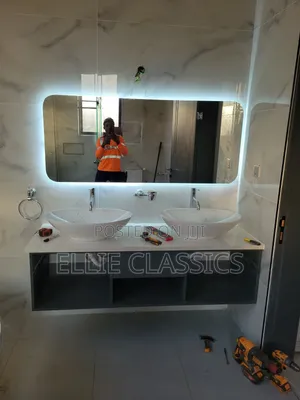 White Double Sink Mirror