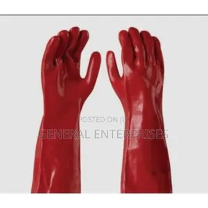 Pair Of Maxisafe Red Pvc Chemical-resistant Gauntlet Gloves