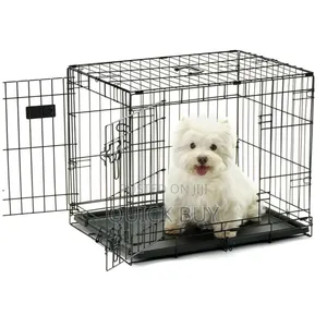 Black, Foldable Metal Pet Crate or Cage.