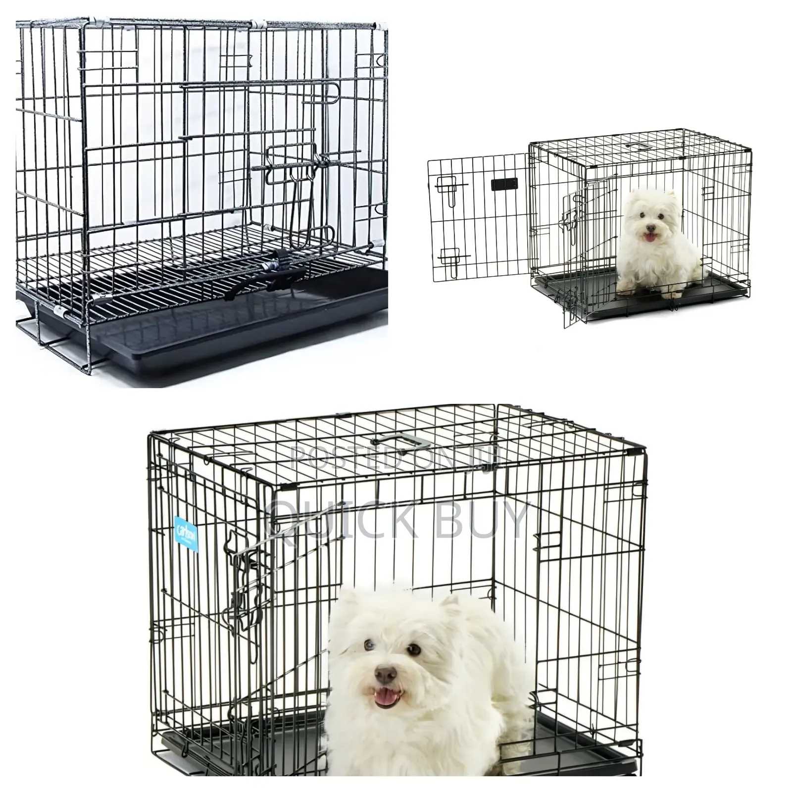 Black, Foldable Metal Pet Crate or Cage.