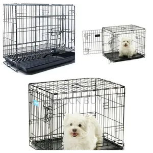 Black, Foldable Metal Pet Crate or Cage.
