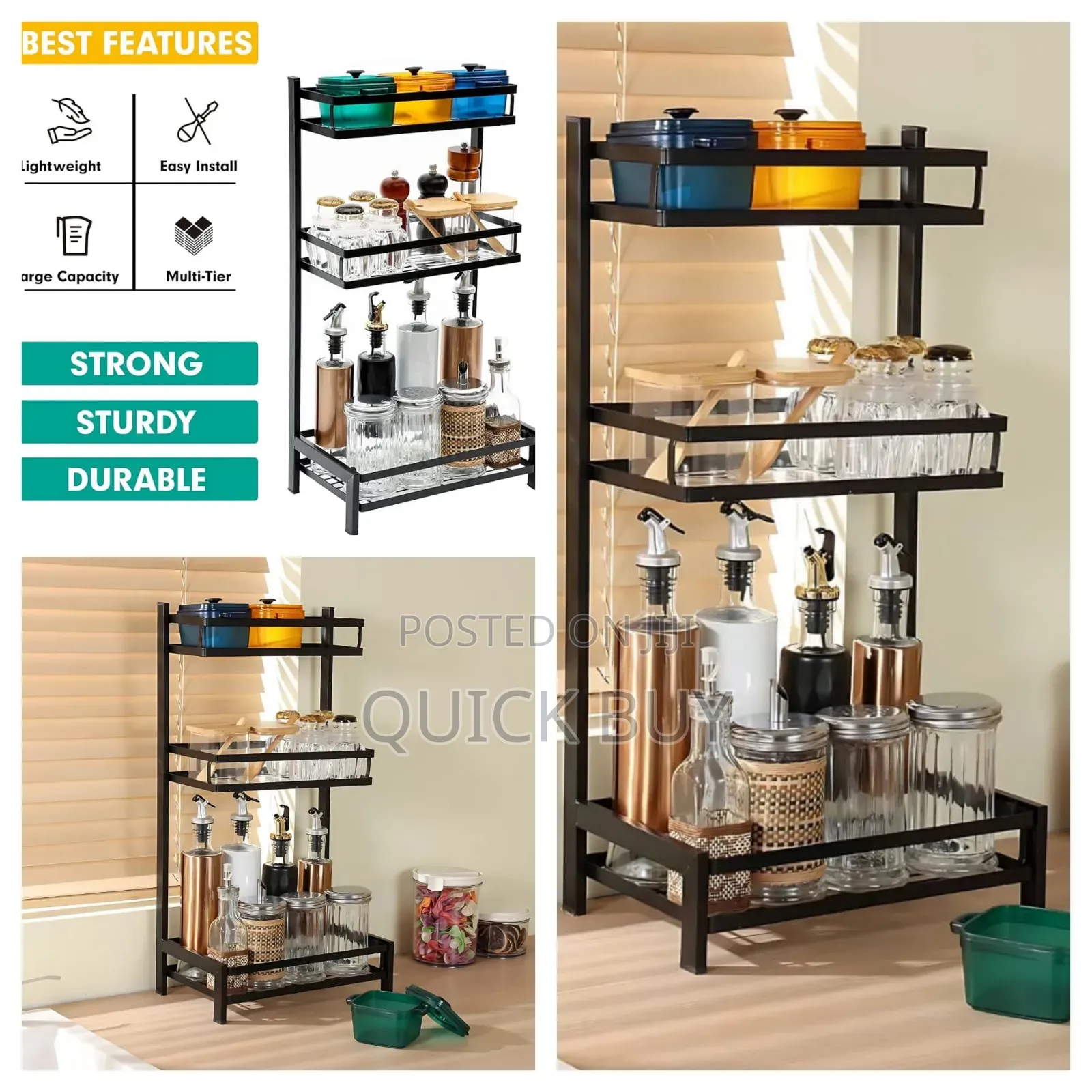 3-Level Metal Kitchen Countertop Organizer Shelf.