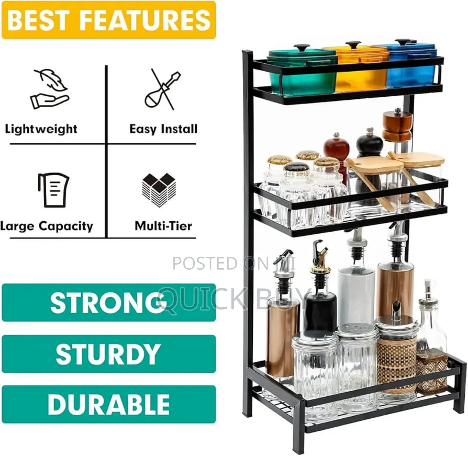 3-Level Metal Kitchen Countertop Organizer Shelf.