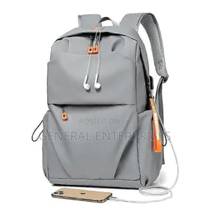 Grey, Water-Resistant Travel Laptop Backpack