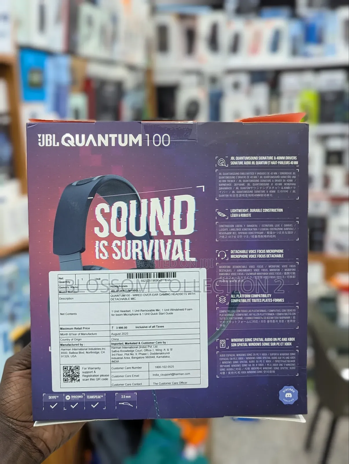 JBL Quantum 100 Wired Over-Ear Gaming Headphones