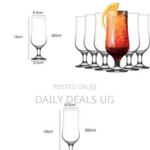 6 Piece Set of Tulip-Shaped Hurricane Cocktail Glasses