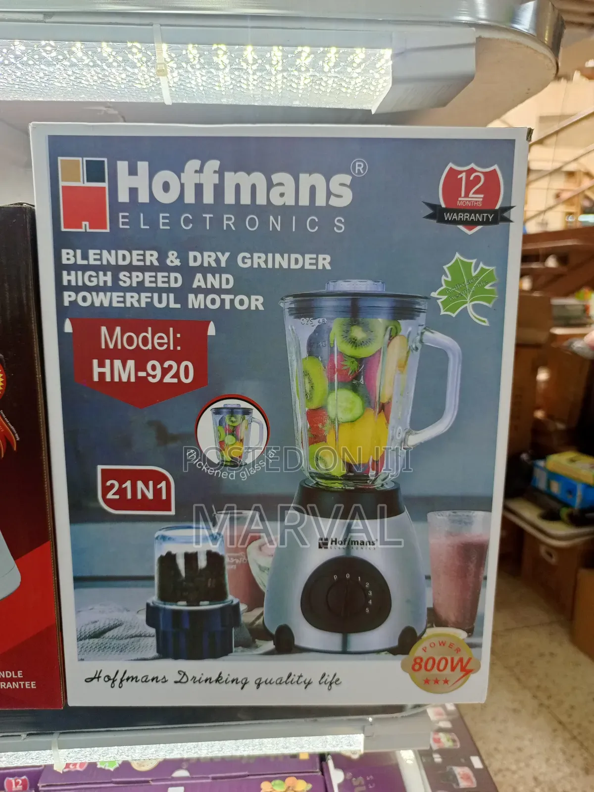 Hoffmans Hm-920. Blender Dry Grinder - Silver/Black