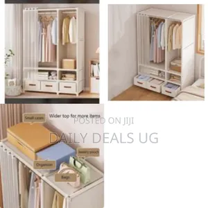 Portable, Non-Woven Fabric Wardrobe Storage Cabinet With Drawers