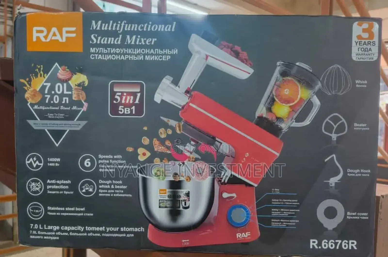 7 Litres Raf 5 in 1 Multi Functional Stand Mixer.