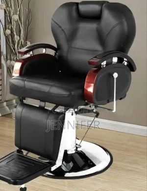 Black Barber Chair With Wooden Armrests