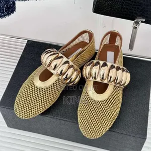 Gold Mesh Mary Jane Ballet Flats