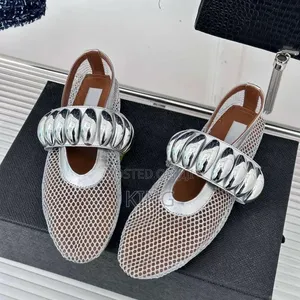 Gold Mesh Mary Jane Ballet Flats