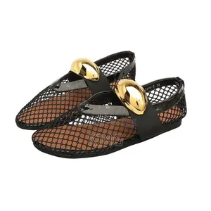 Alaïa Fishnet Ballet Flat Black, Red