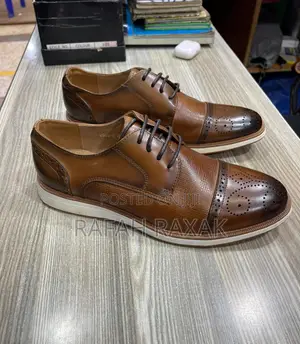 Men’S Classic Brown Clarks Brogue Oxford Leather Shoes