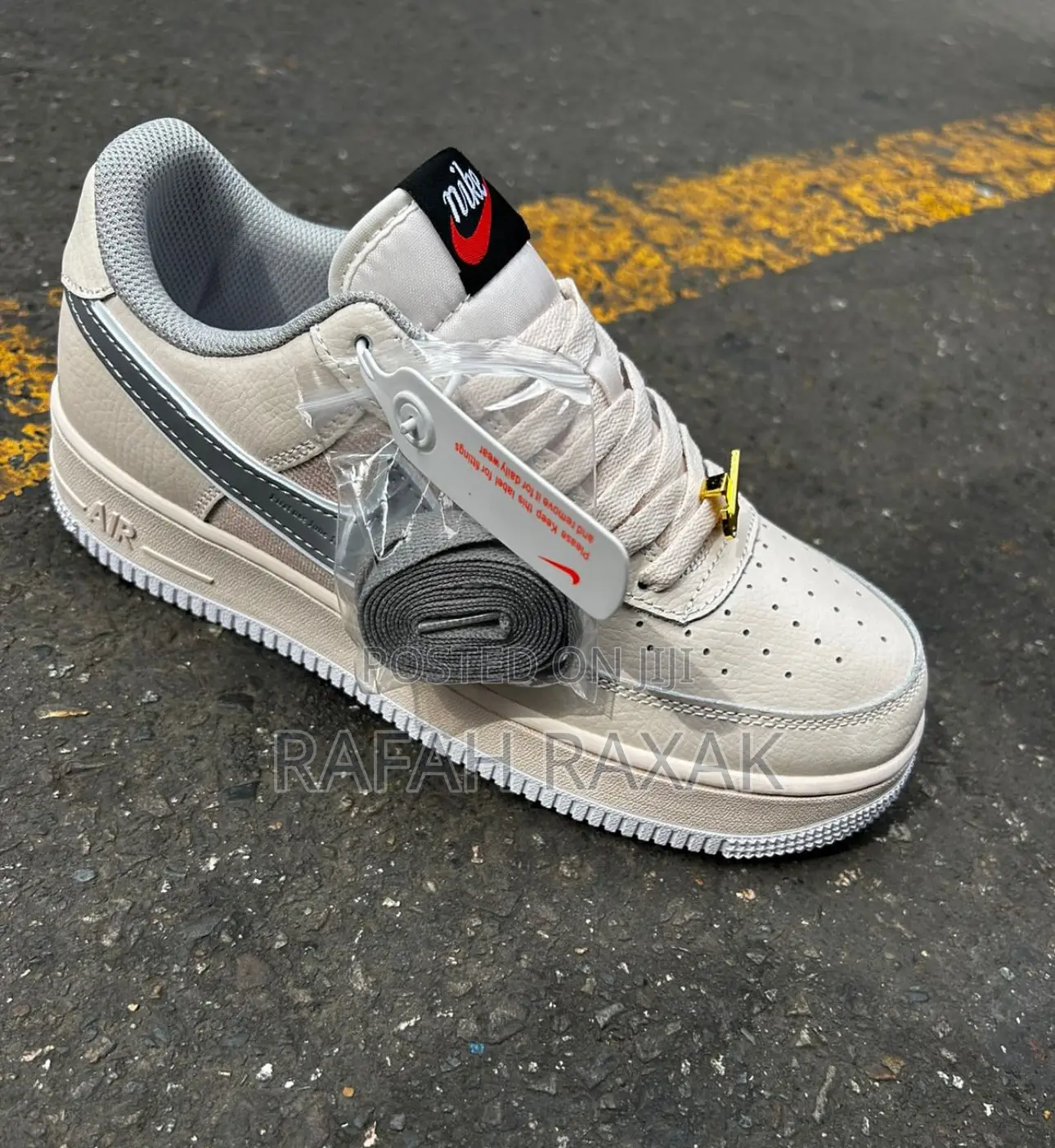 New Classic Beige/Grey Nike Air Force 1 Low Top Sneakers