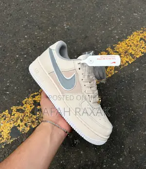 New Classic Beige/Grey Nike Air Force 1 Low Top Sneakers