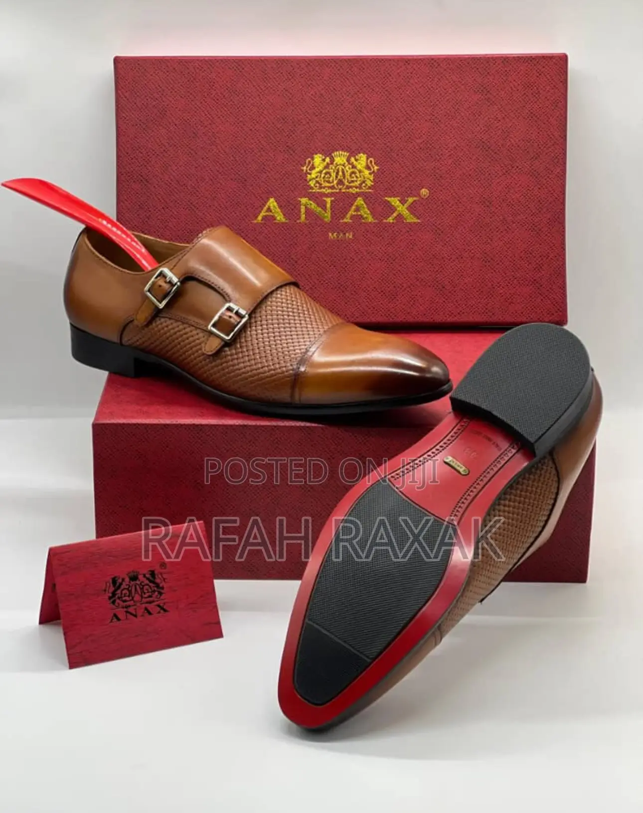 Original Men’S Brown Anax Double Monk Strap Cap-toe Formal Shoes