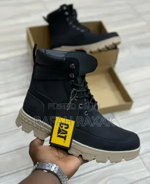 Original Men’S Black Caterpillar (Cat) Leather Ankle Boots