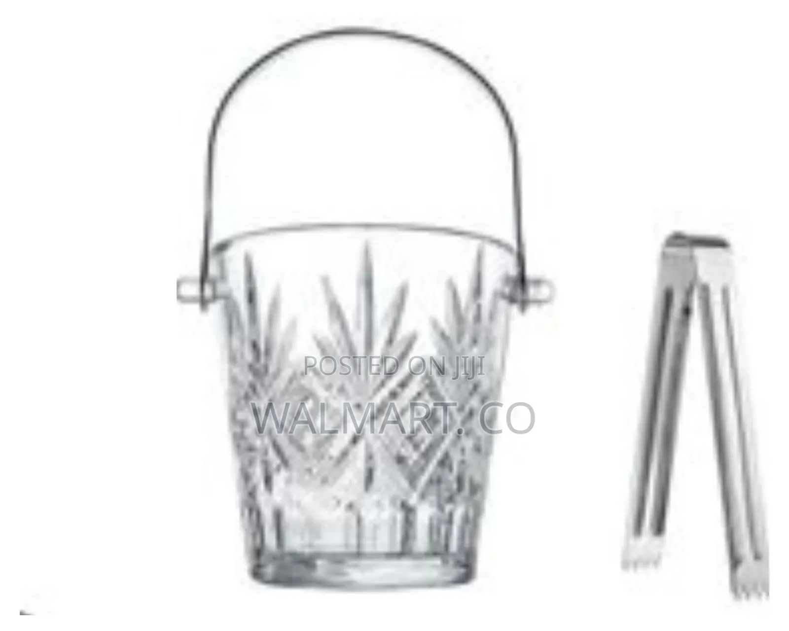 Elegant Glass Ice Bucket With Stainless Steel Tongs Multicolor