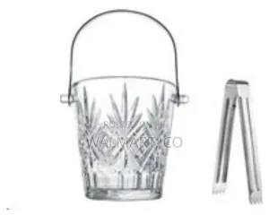 Elegant Glass Ice Bucket With Stainless Steel Tongs Multicolor