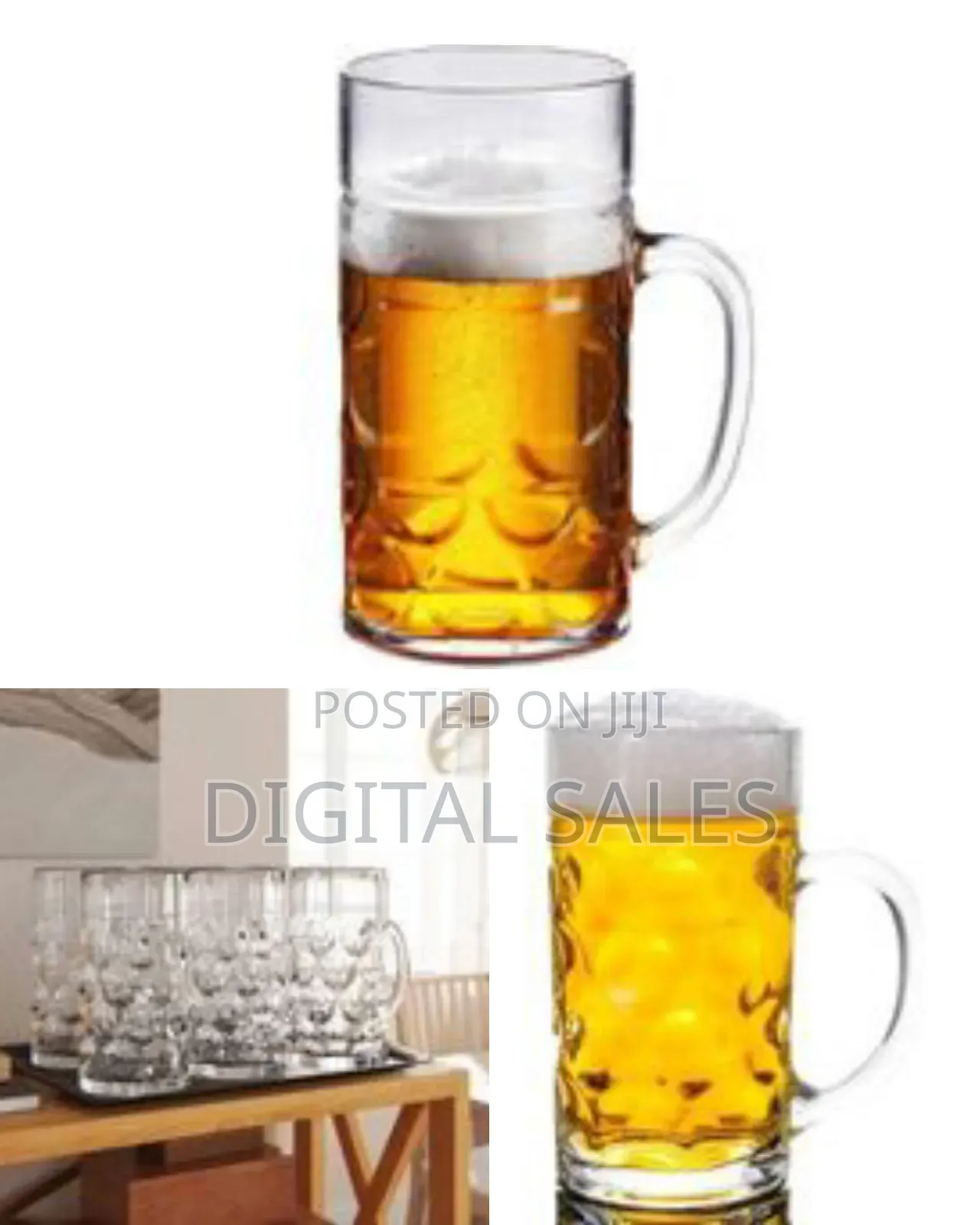 German-Style Dimpled Glass Beer Mug