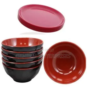 12 Set of Red and Black Melamine Bowls