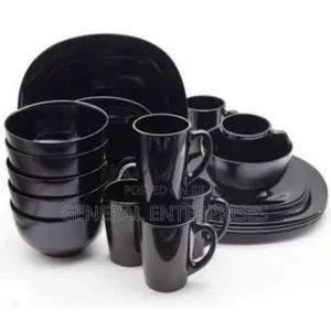 Luminarc 24-Piece Dinner Set in Black Tempered Glass-Ceramic.
