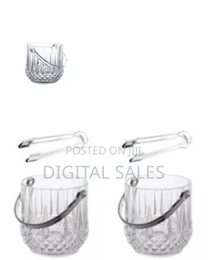 Ice Bucket With a Handle and Tongs.