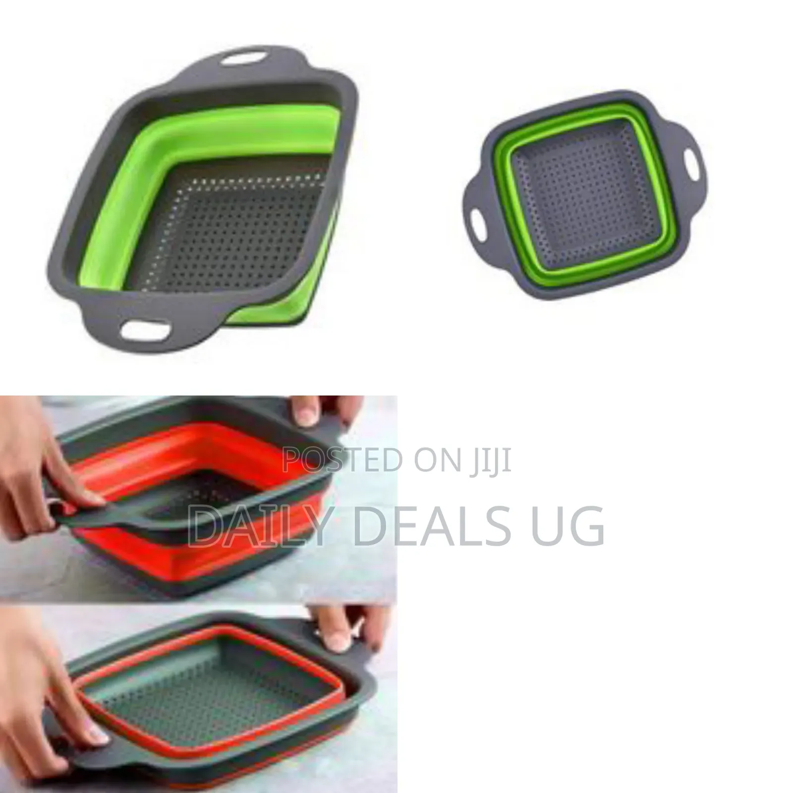 Square Collapsible Silicone Kitchen Colander/Strainer